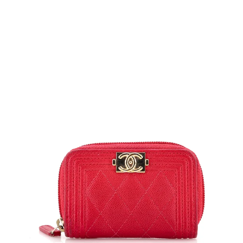 Women's money clip with a braided leather strapBoy Zip Around Wallet Quilted Caviar Small Women's money clip with a braided leather strapBoy Zip Around Wallet Quilted Caviar Small