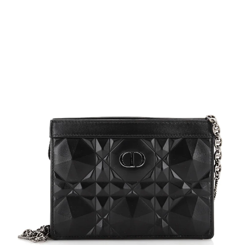 Women's money clip for a night - out on the townCaro Zipped Pouch With Chain Diamond Motif Cannage Calfskin Women's money clip for a night - out on the townCaro Zipped Pouch With Chain Diamond Motif Cannage Calfskin
