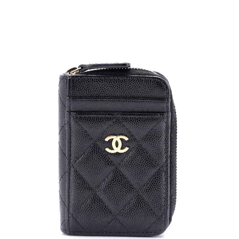 Soft - touch women's money clip for a comfortable gripCC Card Holder Zip Coin Purse Quilted Caviar Soft - touch women's money clip for a comfortable gripCC Card Holder Zip Coin Purse Quilted Caviar