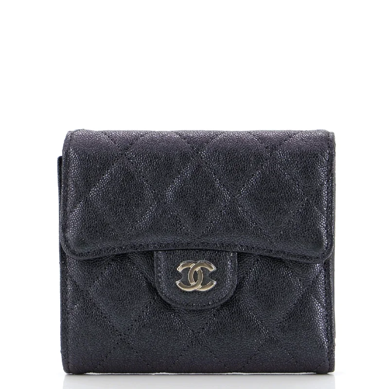 Women's money clip for eco - conscious consumersCC Compact Classic Flap Wallet Quilted Caviar Women's money clip for eco - conscious consumersCC Compact Classic Flap Wallet Quilted Caviar