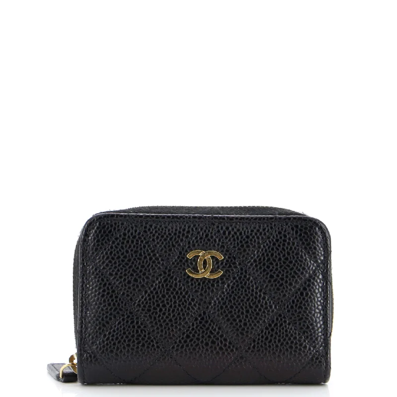 Women's money clip with a leather - wrapped metal coreCC Zip Coin Purse Quilted Caviar Small Women's money clip with a leather - wrapped metal coreCC Zip Coin Purse Quilted Caviar Small
