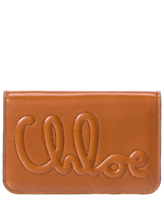 Colorful women's money clip for a pop of style​Chloé Logo Leather Card Case
