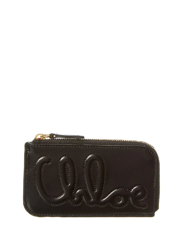 Women's money clip with a detachable charm​Chloé Logo Leather Card Case