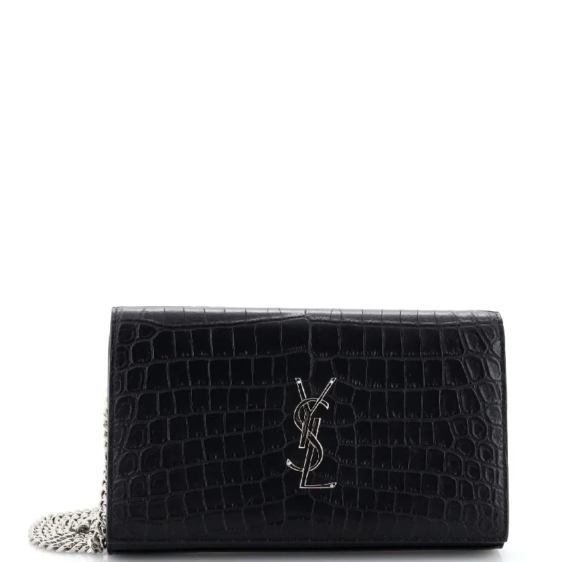 Women's money clip with a keychain attachmentClassic Monogram Wallet on Chain Crocodile Embossed Leather Women's money clip with a keychain attachmentClassic Monogram Wallet on Chain Crocodile Embossed Leather