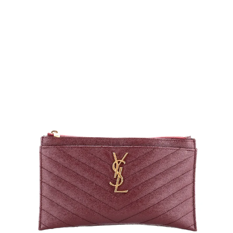 Women's money clip with a scalloped edge​Classic Monogram Zip Bill Pouch Matelasse Chevron Leather Medium