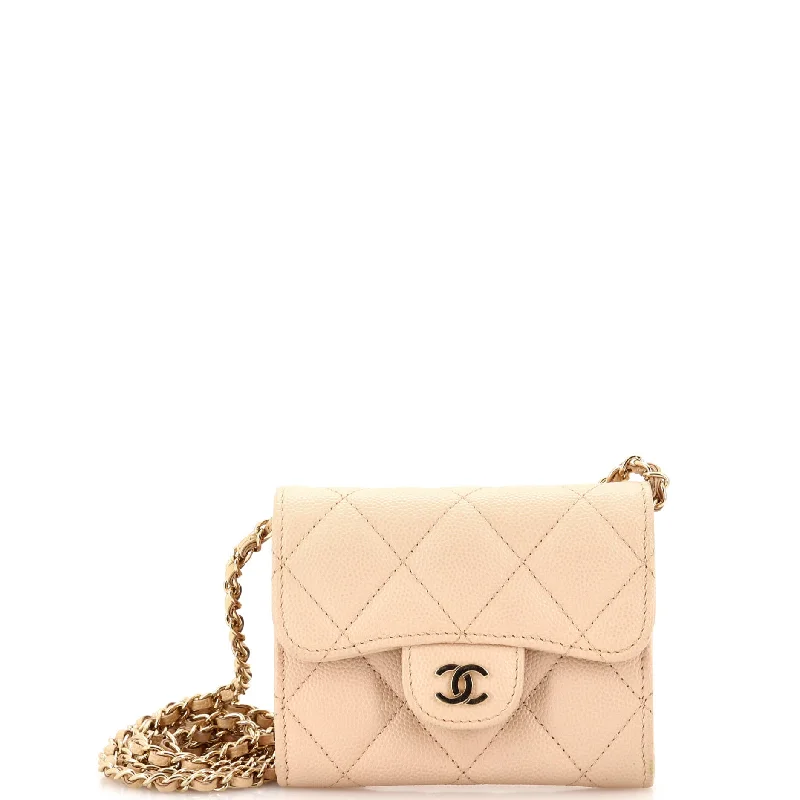 Women's money clip for left - handed usersClassic Zip Around Card Holder on Chain Quilted Caviar Mini Women's money clip for left - handed usersClassic Zip Around Card Holder on Chain Quilted Caviar Mini