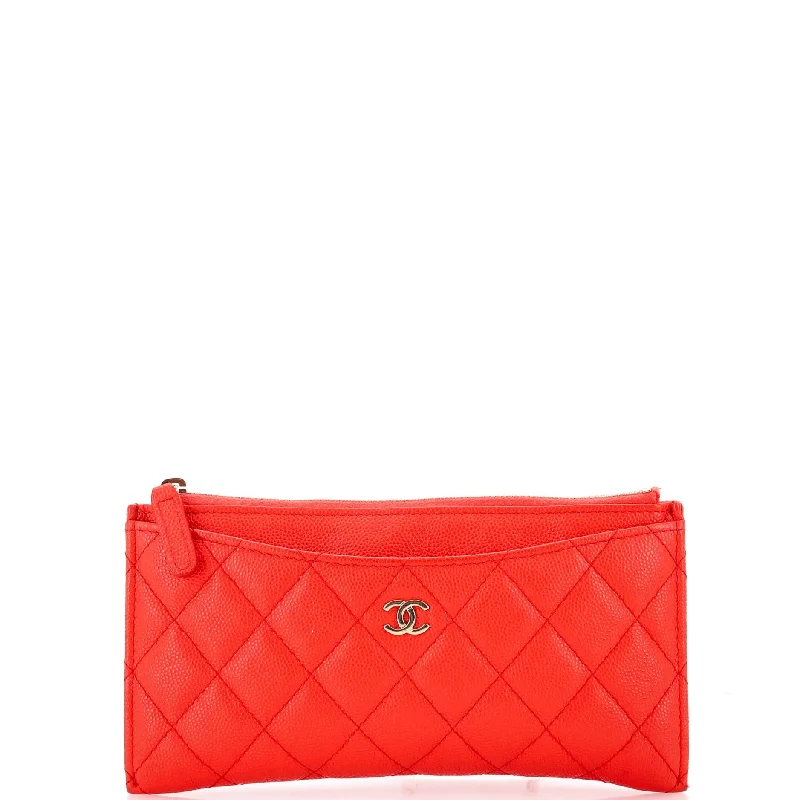 Women's money clip with a double - sided designClassic Zip Pouch Quilted Caviar Long Women's money clip with a double - sided designClassic Zip Pouch Quilted Caviar Long