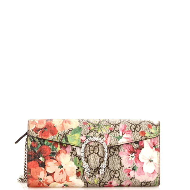 Colorful women's money clip for a pop of styleDionysus Chain Wallet Blooms Print GG Coated Canvas Long Colorful women's money clip for a pop of styleDionysus Chain Wallet Blooms Print GG Coated Canvas Long