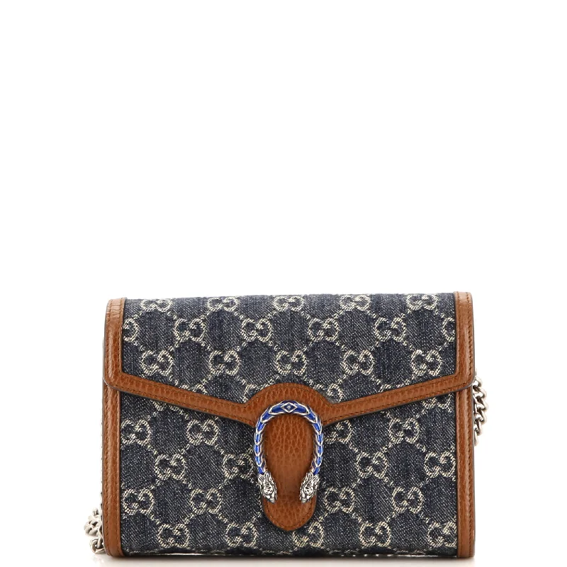 Women's money clip made of genuine crocodile leatherDionysus Chain Wallet GG Denim Small Women's money clip made of genuine crocodile leatherDionysus Chain Wallet GG Denim Small