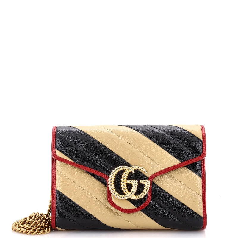 Waterproof women's money clip for beach outingsGG Marmont Chain Wallet Diagonal Quilted Leather Mini Waterproof women's money clip for beach outingsGG Marmont Chain Wallet Diagonal Quilted Leather Mini