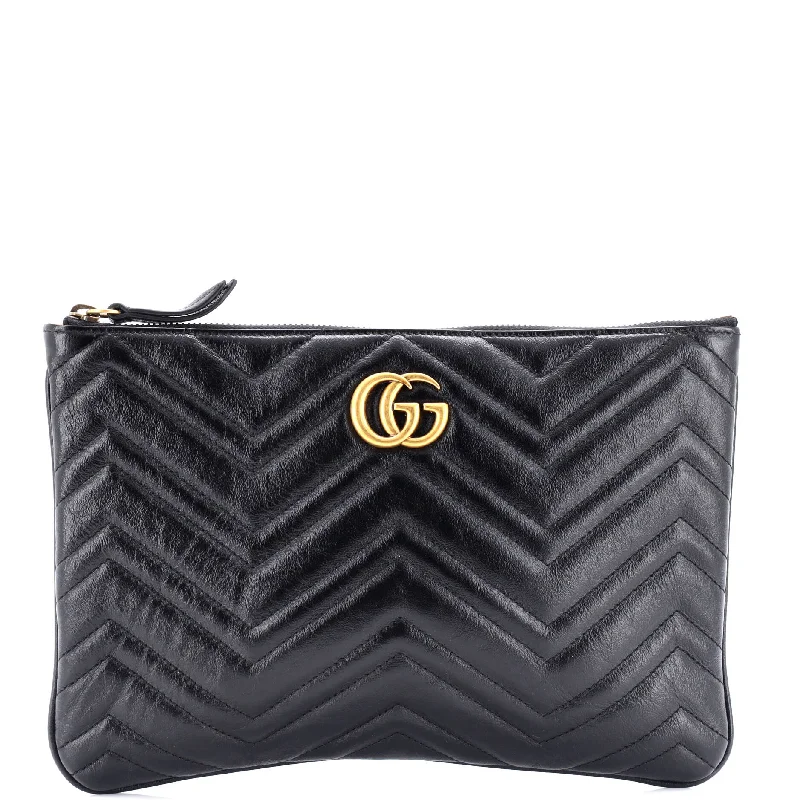 Women's money clip with a magnetic closure​GG Marmont Pouch Matelasse Leather