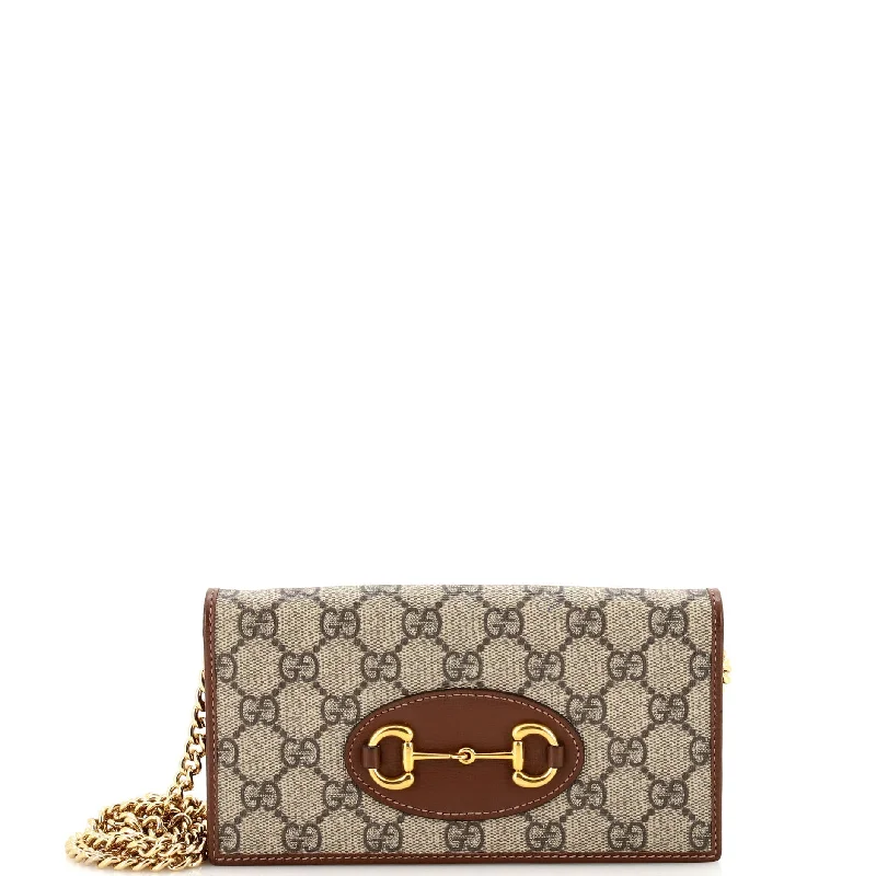 Sustainable women's money clip made from recycled materialsHorsebit 1955 Chain Wallet GG Coated Canvas Sustainable women's money clip made from recycled materialsHorsebit 1955 Chain Wallet GG Coated Canvas