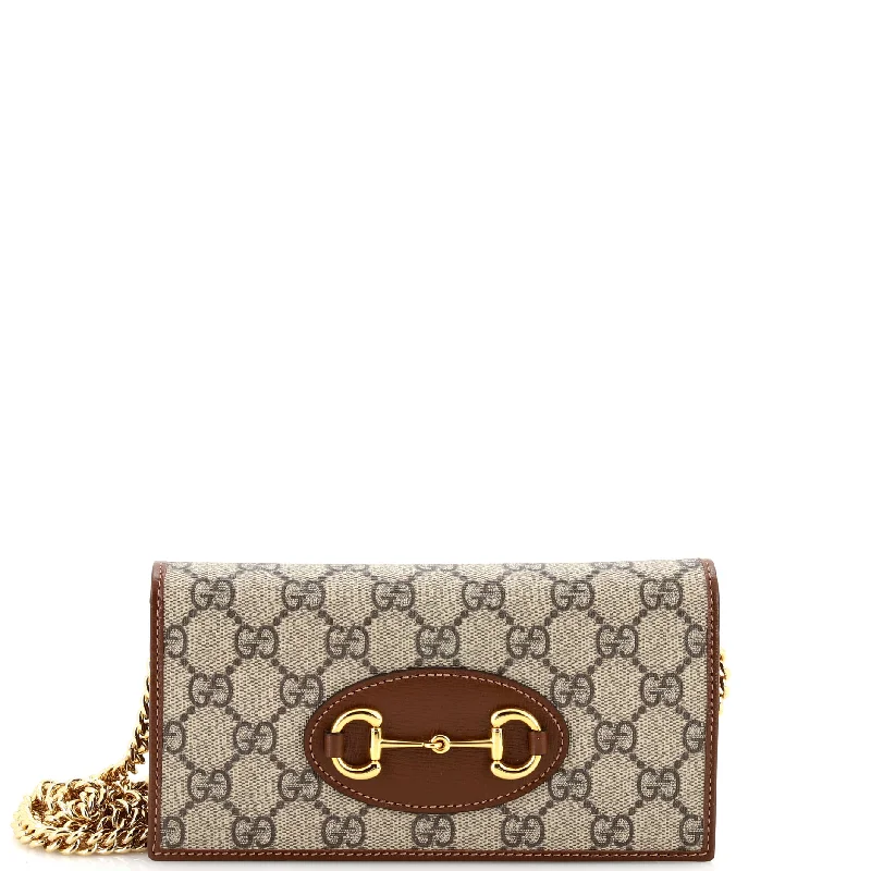 Women's money clip with a keychain attachmentHorsebit 1955 Chain Wallet GG Coated Canvas Women's money clip with a keychain attachmentHorsebit 1955 Chain Wallet GG Coated Canvas
