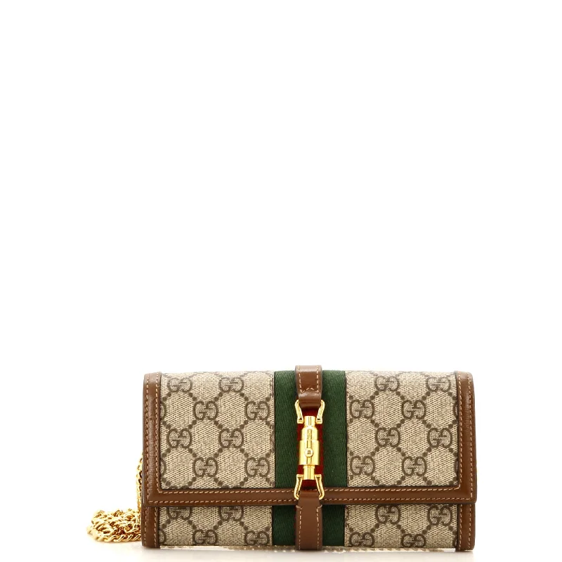 Women's money clip with a fingerprint - resistant finishJackie 1961 Continental Chain Wallet GG Coated Canvas Women's money clip with a fingerprint - resistant finishJackie 1961 Continental Chain Wallet GG Coated Canvas