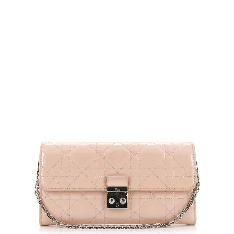 Women's money clip for a back - to - school accessoryMiss Dior Croisiere Wallet on Chain Cannage Quilt Patent Women's money clip for a back - to - school accessoryMiss Dior Croisiere Wallet on Chain Cannage Quilt Patent