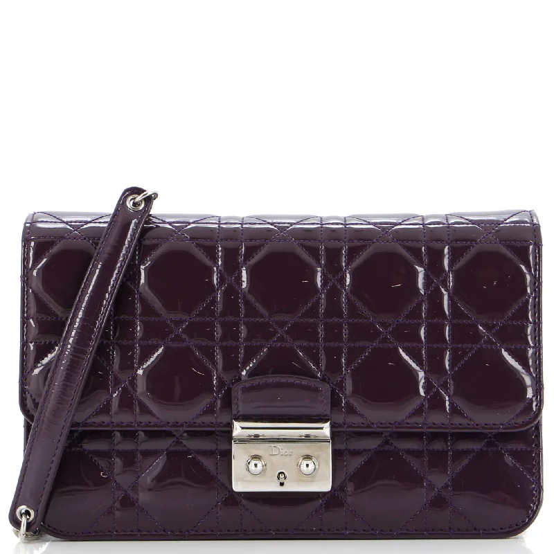 Women's money clip for a back - to - school accessory​Miss Dior Promenade Pouch Cannage Quilt Patent Large