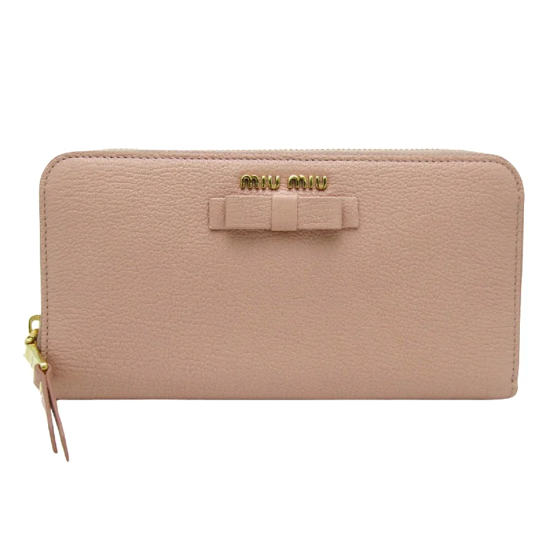 Colorful women's money clip for a pop of style​Miu Miu Ribbon  Leather Wallet  (Pre-Owned)