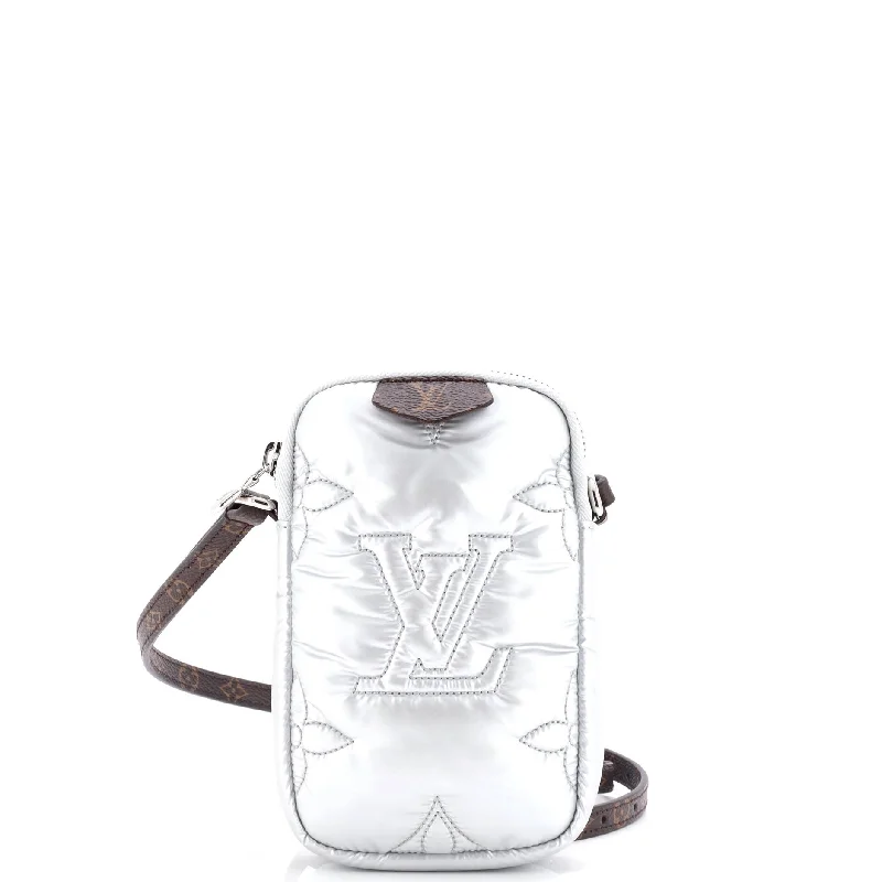 Women's money clip in a pastel color palette​Pillow Phone Pouch Monogram Quilted Econyl Nylon