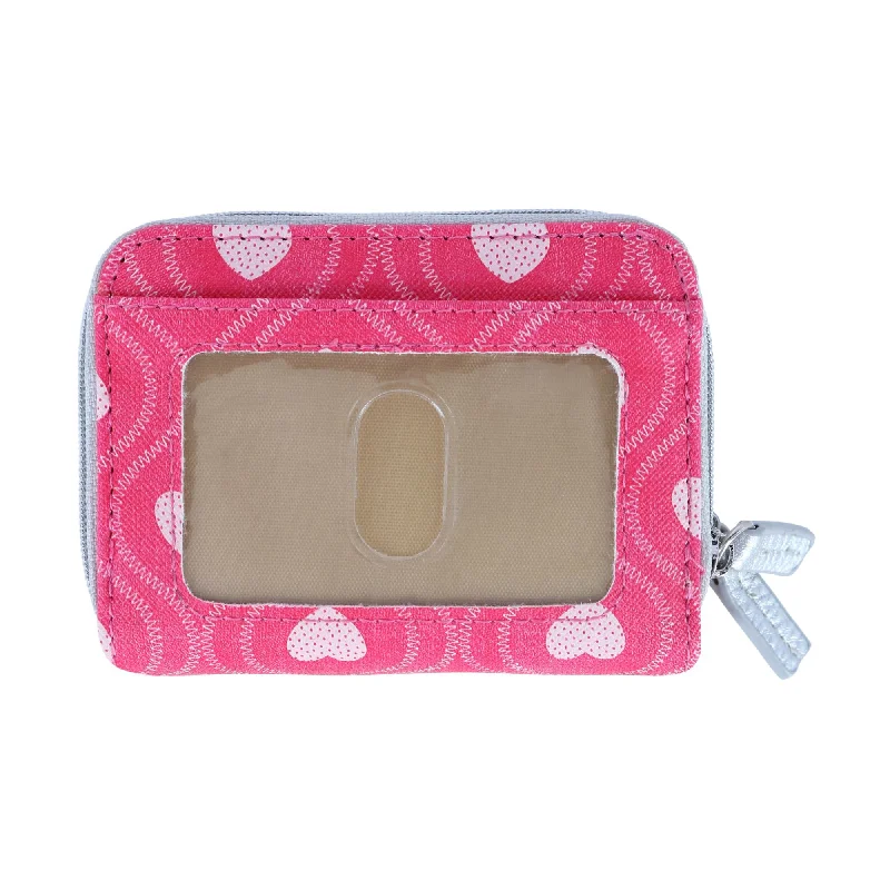 Lightweight women's money clip for everyday useSwervy Hearts Print Vegan Leather Wizard Wallet Lightweight women's money clip for everyday useSwervy Hearts Print Vegan Leather Wizard Wallet
