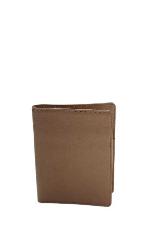 Women's money clip with a leather - wrapped metal core​Tardini Womens Leather Textured Open Bifold Embossed Billfold Wallet Brown