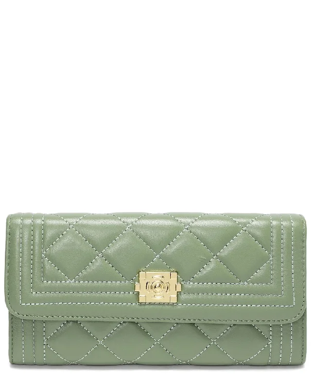 Compact women's money clip for small pursesTiffany & Fred Paris Quilted Leather Wallet Compact women's money clip for small pursesTiffany & Fred Paris Quilted Leather Wallet