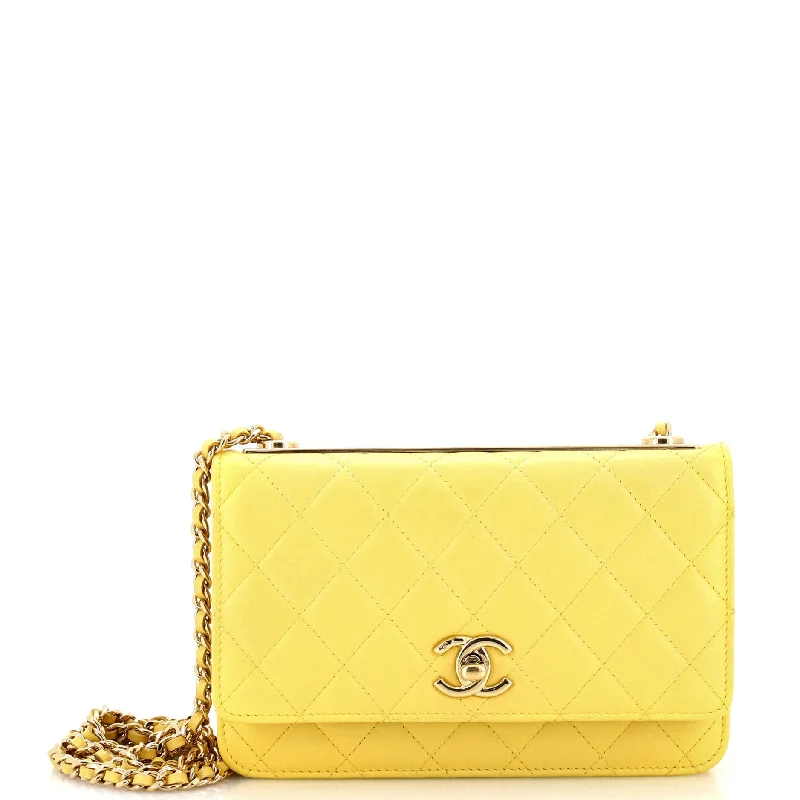 Women's money clip for a back - to - school accessoryTrendy CC Wallet on Chain Quilted Lambskin Women's money clip for a back - to - school accessoryTrendy CC Wallet on Chain Quilted Lambskin