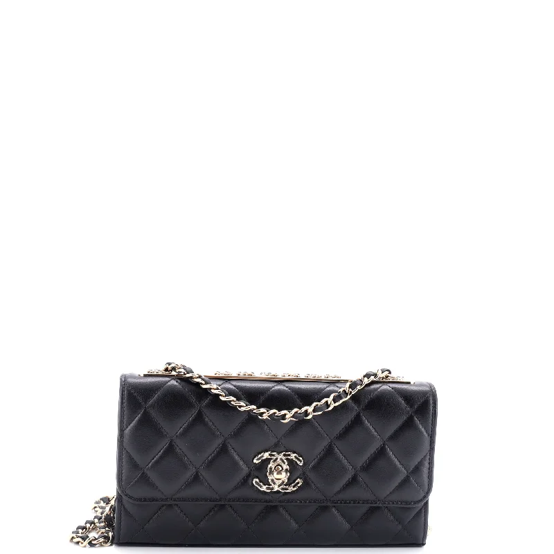 Women's money clip with a faux fur trimTrendy Chain CC Wallet on Chain Quilted Lambskin Women's money clip with a faux fur trimTrendy Chain CC Wallet on Chain Quilted Lambskin