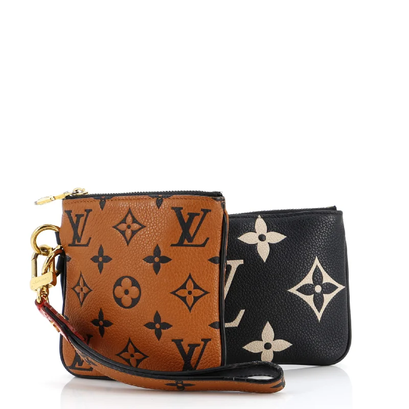 Women's money clip with a floral pattern​Trio Pouch Set Limited Edition Crafty Monogram Empreinte Giant