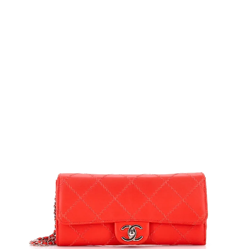 Soft - touch women's money clip for a comfortable gripUltimate Stitch Wallet on Chain Quilted Lambskin East West Soft - touch women's money clip for a comfortable gripUltimate Stitch Wallet on Chain Quilted Lambskin East West