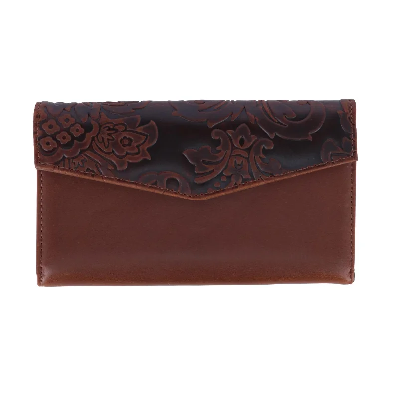 Women's money clip with a mirror on the backWomen's Tooled Leather Organizer Clutch Women's money clip with a mirror on the backWomen's Tooled Leather Organizer Clutch