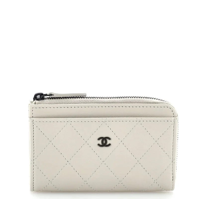 Compact women's money clip for small pursesZip Around Card Holder Quilted Lambskin Compact women's money clip for small pursesZip Around Card Holder Quilted Lambskin