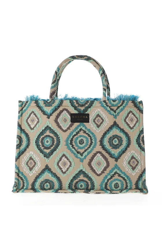 Waterproof Tote Bag in Yellow for Outdoor Activities in Wet WeatherSorena Ageri Diamond Tote Bag, Blue Multi
