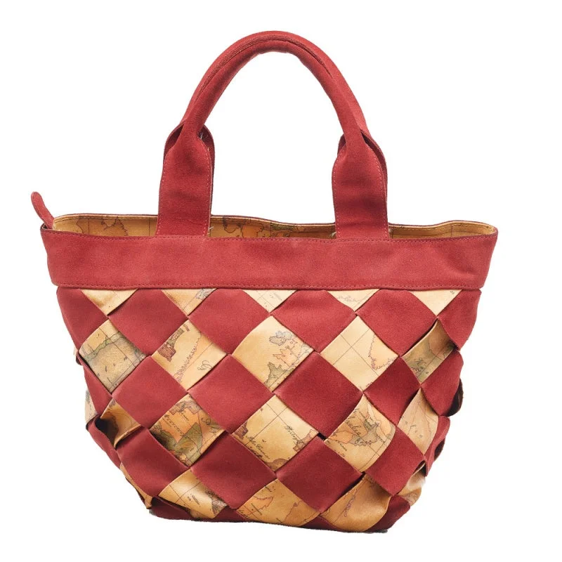 Geometric - Printed Tote Bag in Multicolor for a Contemporary and Trendy OutfitAlviero Martini 1A Classe Beige/red Geo Print Woven Coated Canvas And Suede Tote Geometric - Printed Tote Bag in Multicolor for a Contemporary and Trendy OutfitAlviero Martini 1A Classe Beige/red Geo Print Woven Coated Canvas And Suede Tote