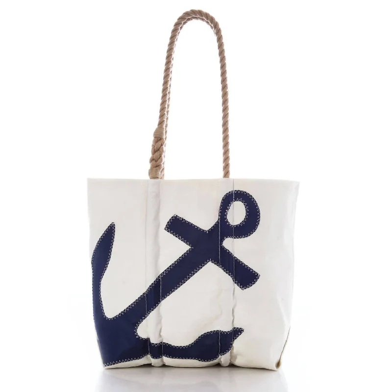 Geometric - Printed Tote Bag in Multicolor for a Contemporary and Trendy OutfitAnchor Medium Tote With Hemp Rope Handles In White/navy Geometric - Printed Tote Bag in Multicolor for a Contemporary and Trendy OutfitAnchor Medium Tote With Hemp Rope Handles In White/navy