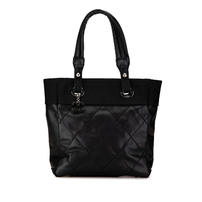 Women's Tote Bag with Detachable Pouch in Purple for Added ConvenienceBlack Chanel Small Paris-Biarritz Tote