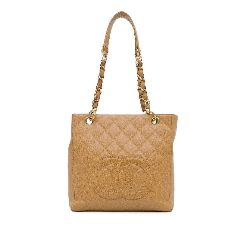 Metallic Tote Bag in Rose Gold with Chain Handles for a Glamorous Night OutBrown Chanel Caviar Petite Shopping Tote Shoulder Bag Metallic Tote Bag in Rose Gold with Chain Handles for a Glamorous Night OutBrown Chanel Caviar Petite Shopping Tote Shoulder Bag
