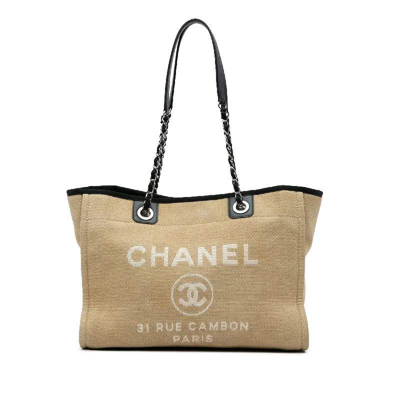 Monogrammed Tote Bag in Brown Leather with Personalized Initials for a Custom and Elegant TouchBrown Chanel Small Canvas Deauville Tote Monogrammed Tote Bag in Brown Leather with Personalized Initials for a Custom and Elegant TouchBrown Chanel Small Canvas Deauville Tote