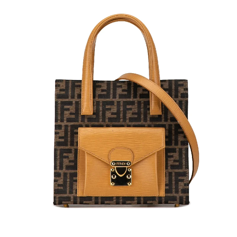 Embroidered Tote Bag in Beige with Floral Motifs for a Boho - Chic VibeBrown Fendi Zucca Canvas Front Pocket Tote Satchel Embroidered Tote Bag in Beige with Floral Motifs for a Boho - Chic VibeBrown Fendi Zucca Canvas Front Pocket Tote Satchel