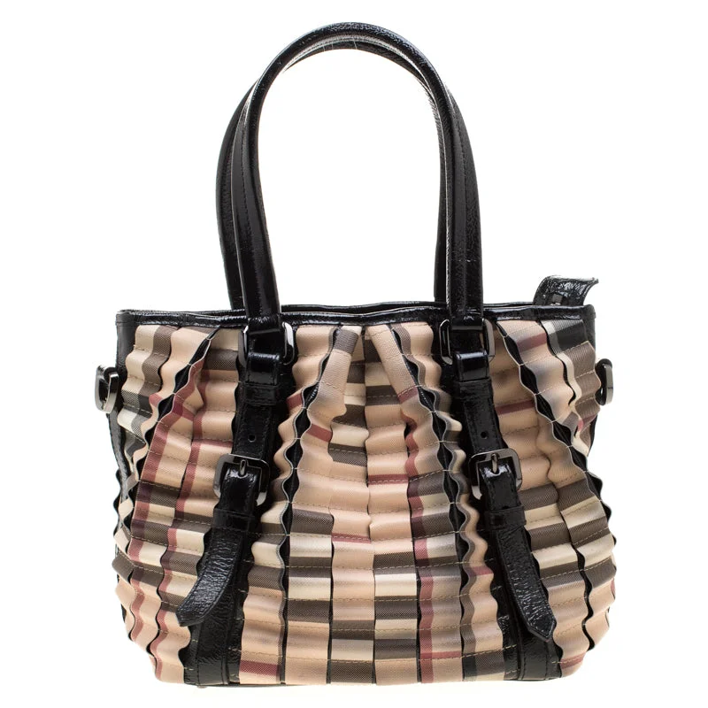 Small Vegan Leather Tote Bag in Blush Pink with Gold - Tone Hardware for a Feminine and Stylish AccessoryBurberry Nova Check Pvc And Patent Leather Cartridge Pleat Tote Small Vegan Leather Tote Bag in Blush Pink with Gold - Tone Hardware for a Feminine and Stylish AccessoryBurberry Nova Check Pvc And Patent Leather Cartridge Pleat Tote
