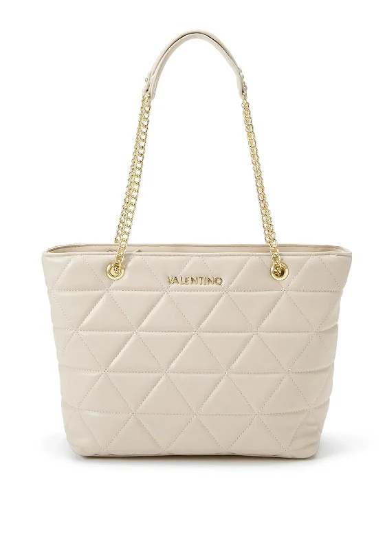 Women's Tote Bag with Magnetic Closure in Orange for Easy Access on the GoValentino Carnaby Quilted Tote Bag, Ecru Women's Tote Bag with Magnetic Closure in Orange for Easy Access on the GoValentino Carnaby Quilted Tote Bag, Ecru