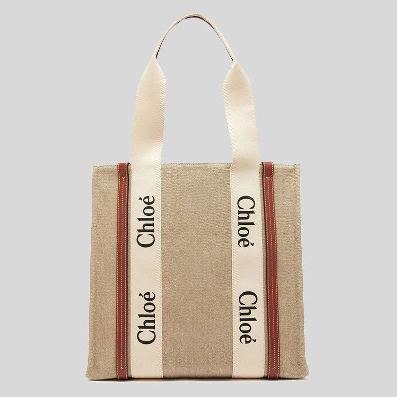 Linen Tote Bag in Natural Beige with Braided Details for a Rustic Summer EnsembleCHLOE Woody N/S Tote Bag Sepia Brown CHC24SS366I26 Linen Tote Bag in Natural Beige with Braided Details for a Rustic Summer EnsembleCHLOE Woody N/S Tote Bag Sepia Brown CHC24SS366I26