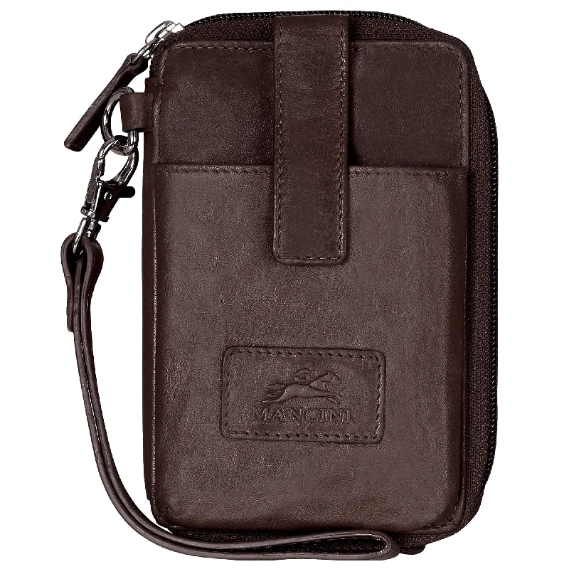 Phone wallets with coin purses for loose changeMancini Leather Ladies' Wristlet  with Cell Phone Pocket RFID
