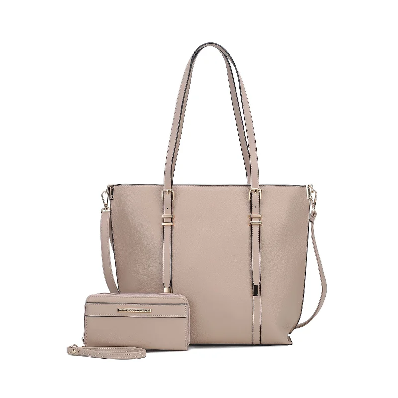 Small Vegan Leather Tote Bag in Blush Pink with Gold - Tone Hardware for a Feminine and Stylish AccessoryEmery Tote Bag and Wallet Set Small Vegan Leather Tote Bag in Blush Pink with Gold - Tone Hardware for a Feminine and Stylish AccessoryEmery Tote Bag and Wallet Set