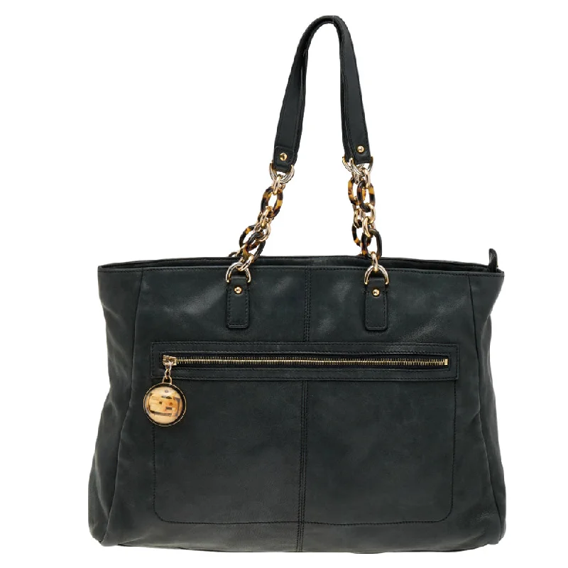 Tote Bag with Adjustable Shoulder Strap in Olive Green for Comfortable CarryingFendi Iridescent Leather Chain Tote Tote Bag with Adjustable Shoulder Strap in Olive Green for Comfortable CarryingFendi Iridescent Leather Chain Tote