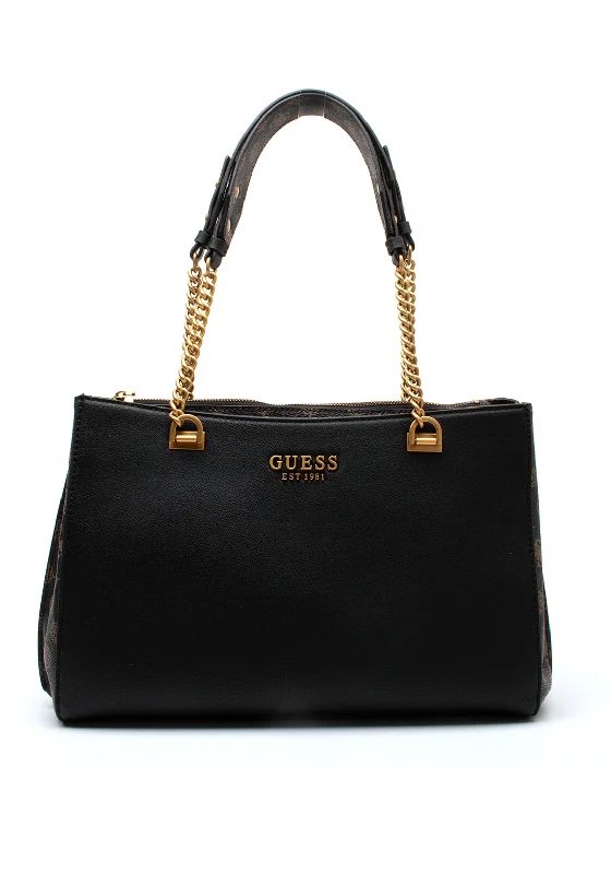 Women's Tote Bag with Detachable Pouch in Purple for Added ConvenienceGuess Fynna Logo Medium Tote Bag, Black Women's Tote Bag with Detachable Pouch in Purple for Added ConvenienceGuess Fynna Logo Medium Tote Bag, Black