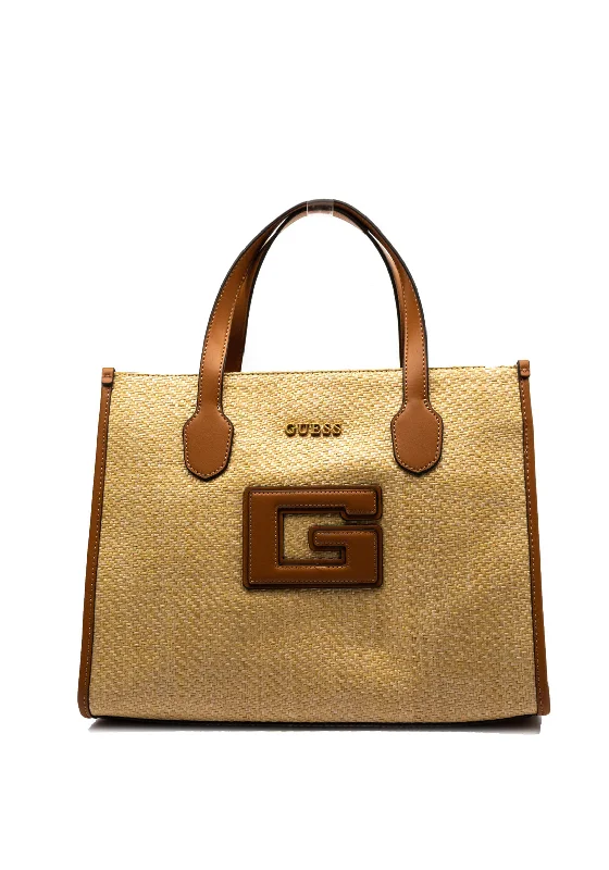 Tote Bag with Adjustable Shoulder Strap in Olive Green for Comfortable CarryingGuess G Status Straw Tote Bag, Cognac Tote Bag with Adjustable Shoulder Strap in Olive Green for Comfortable CarryingGuess G Status Straw Tote Bag, Cognac