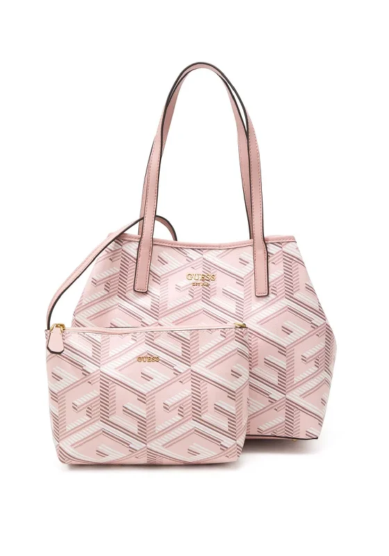 Women's Tote Bag with Zipper Closure in Red for Secure StorageGuess Vikky Medium Logo Print Tote Bag, Pale Rose Women's Tote Bag with Zipper Closure in Red for Secure StorageGuess Vikky Medium Logo Print Tote Bag, Pale Rose