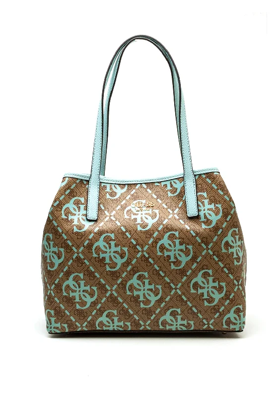 Women's Tote Bag with Inner Compartments in Gray for Organizing Everyday EssentialsGuess Vikky Large Logo Medium Tote, Ice Blue Women's Tote Bag with Inner Compartments in Gray for Organizing Everyday EssentialsGuess Vikky Large Logo Medium Tote, Ice Blue