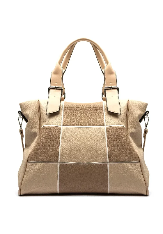 Metallic Tote Bag in Rose Gold with Chain Handles for a Glamorous Night OutZen Collection Check Multi Strap Bag, Beige Metallic Tote Bag in Rose Gold with Chain Handles for a Glamorous Night OutZen Collection Check Multi Strap Bag, Beige