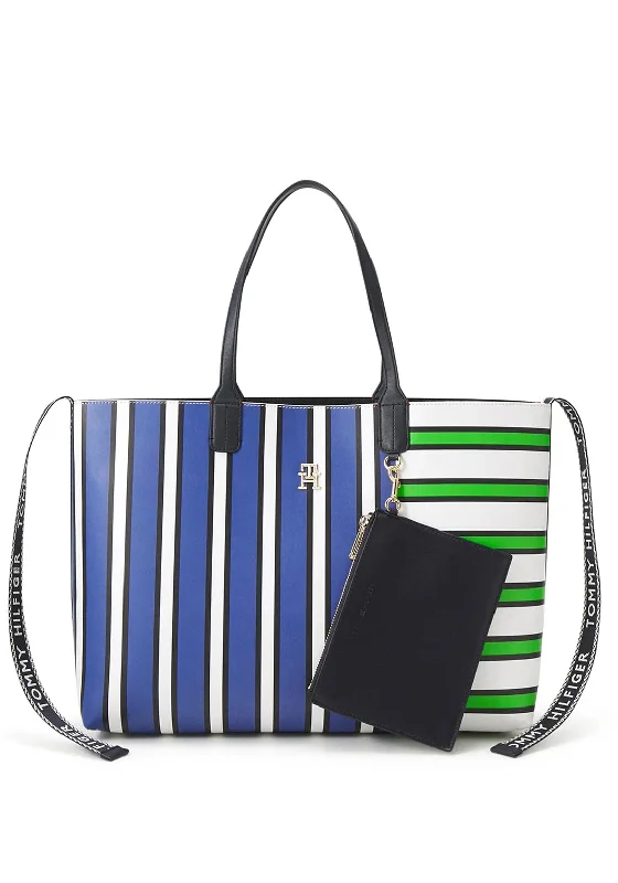 Medium - Sized Canvas Tote Bag in Navy Blue with Striped Pattern for a Nautical - Inspired LookTommy Hilfiger Stripe Mix Large Tote Bag, Multi Medium - Sized Canvas Tote Bag in Navy Blue with Striped Pattern for a Nautical - Inspired LookTommy Hilfiger Stripe Mix Large Tote Bag, Multi